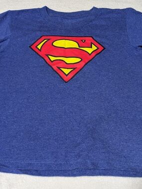 Superman Shirt Boys Medium 8 Blue Classic Logo Graphic Tee Short Sleeve DC Comic